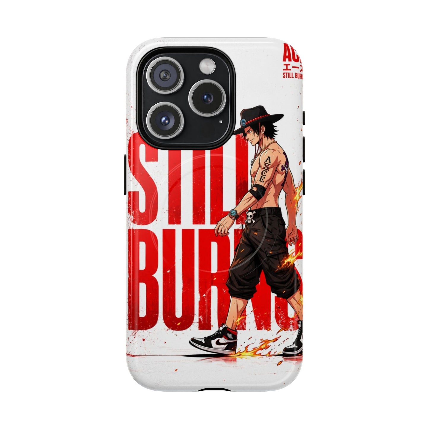 Ace One Piece Anime iPhone Case – Still Burning Fire Aesthetic Cover