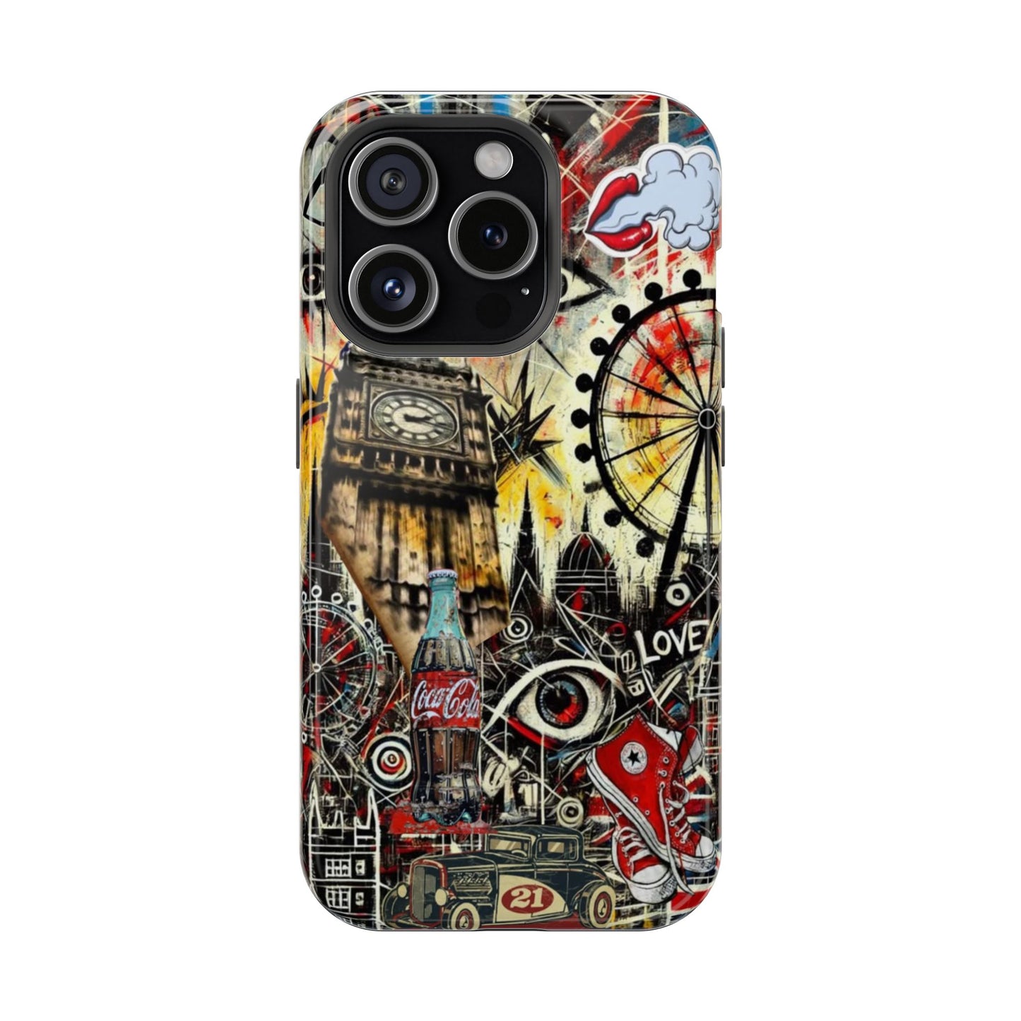 London Graffiti Collage Phone Case | Urban Street Art Aesthetic Cover