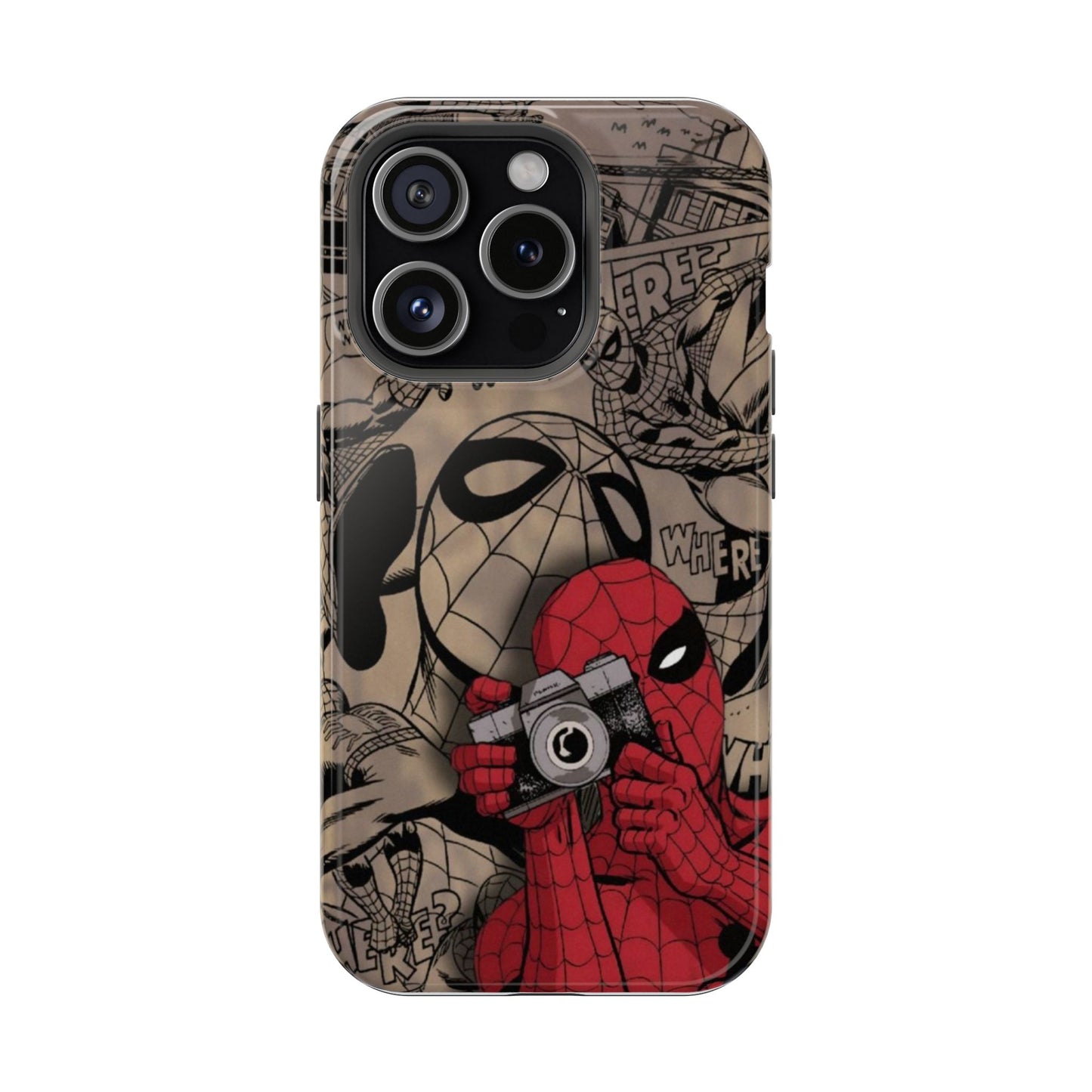 Spider Hero Vintage Comic Phone Case | Retro Superhero Camera Design Cover