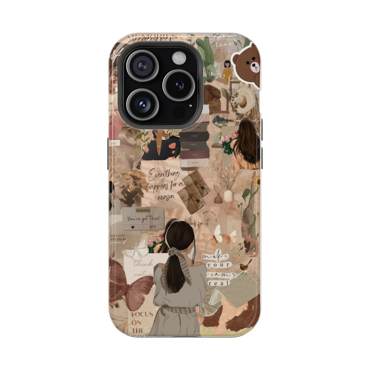 Cozy Girl Aesthetic Phone Case – Neutral Beige Collage Design