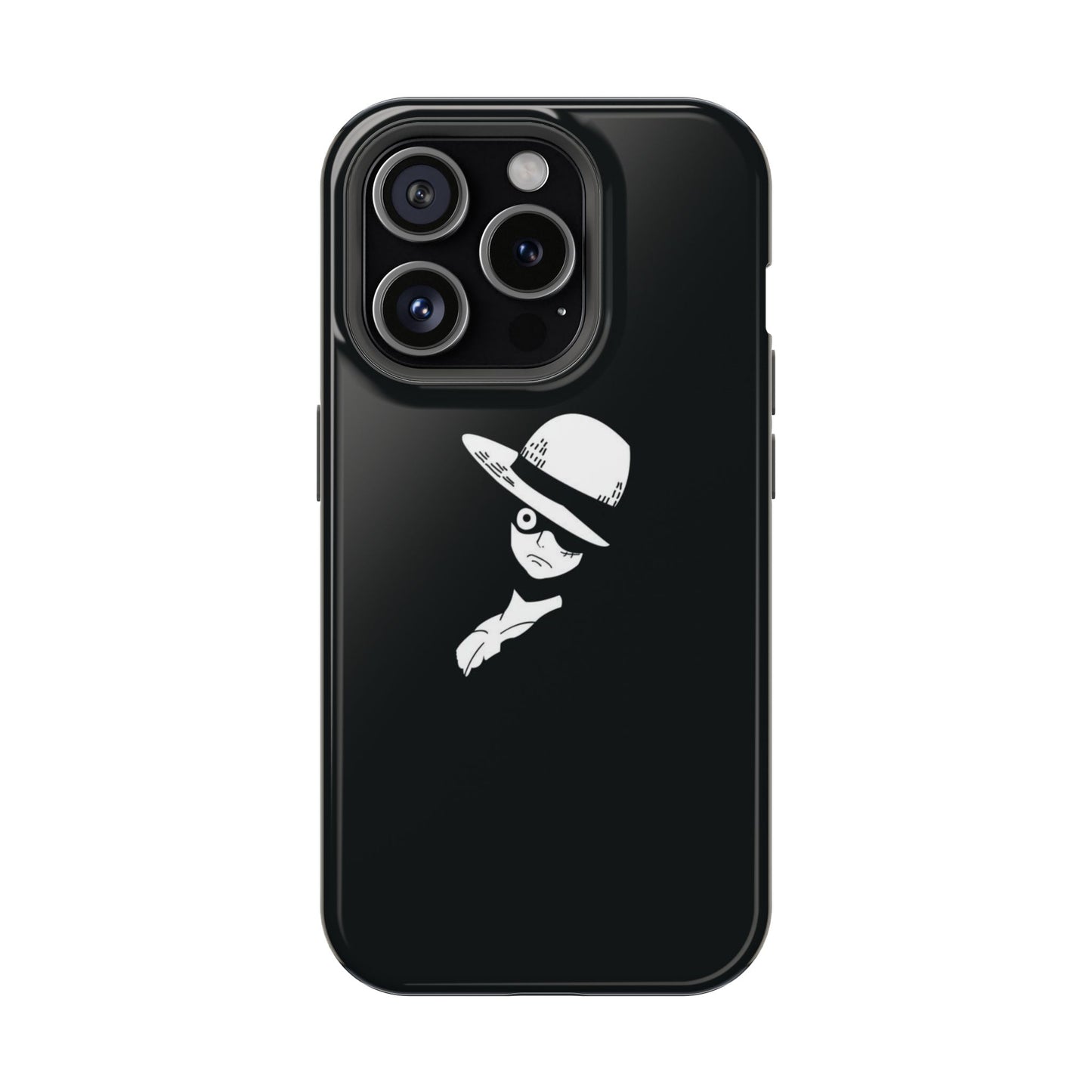 Minimal Luffy Anime iPhone Case – Black One Piece Aesthetic Cover