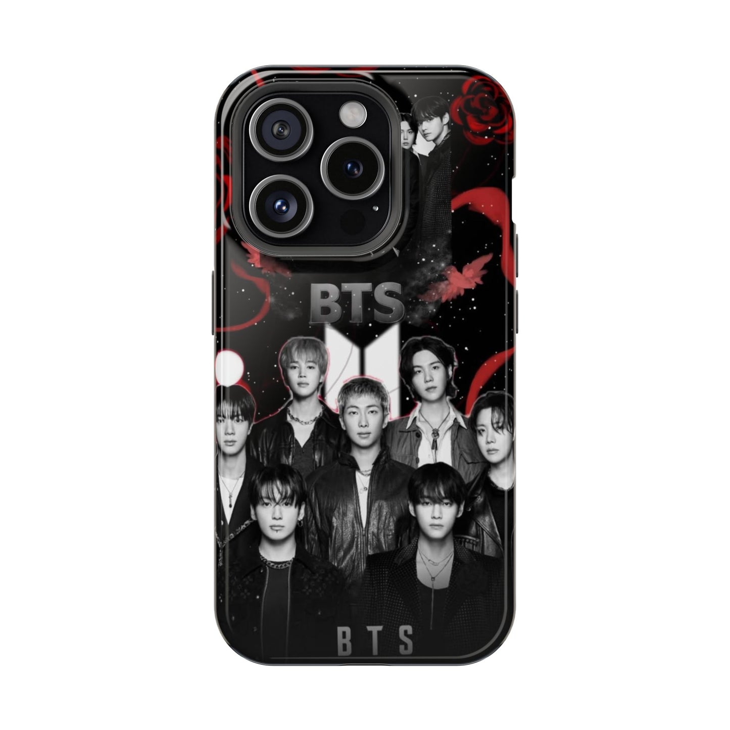 BTS Dark Aesthetic iPhone Case – Black & Red K-Pop Phone Cover