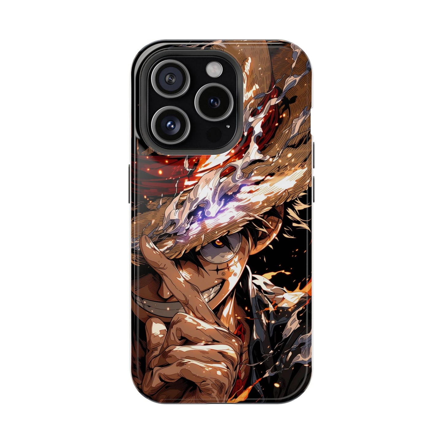 Flaming Pirate Anime iPhone Case – Dark Luffy Power Aesthetic Cover