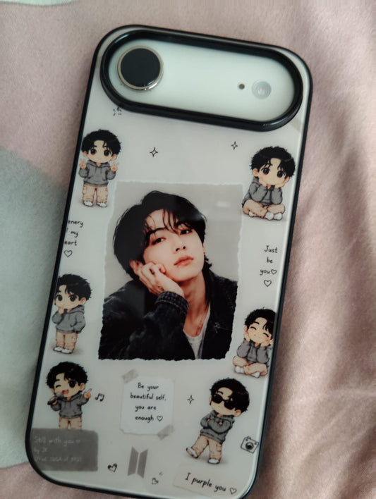 BTS Jungkook Aesthetic Collage Phone Case | K-Pop Cute Cartoon Design | Premium Protective Cover