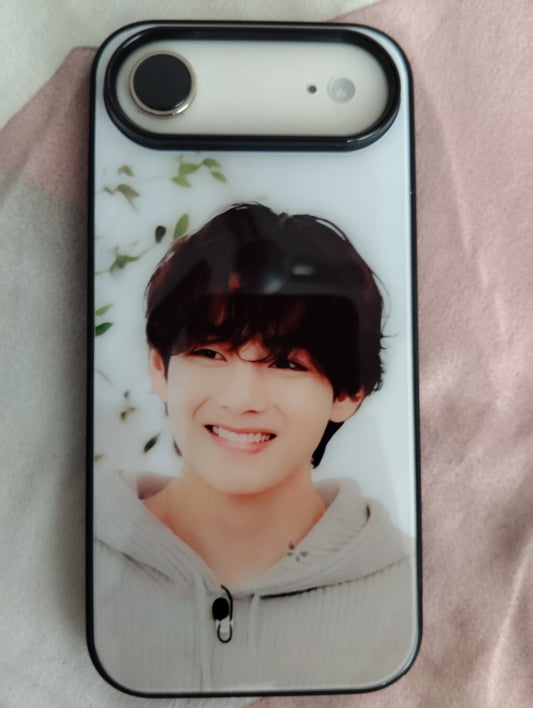 BTS V (Kim Taehyung) Smiling Portrait Transparent Phone Case | Minimal Aesthetic K-Pop Cover