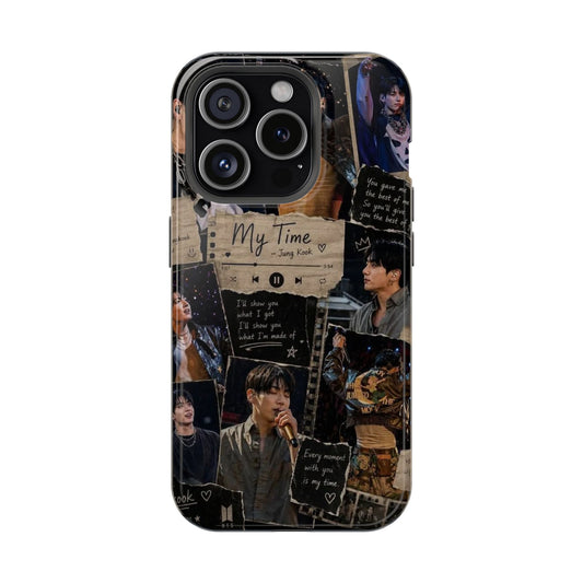 Jungkook “My Time” BTS Collage iPhone Case – Dark K-Pop Aesthetic Cover