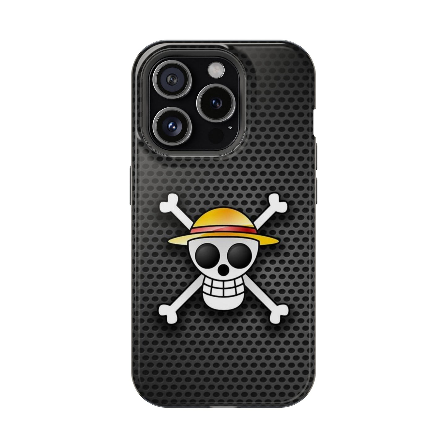 Straw Hat Pirate Skull Anime Phone Case – Minimal Black Edition