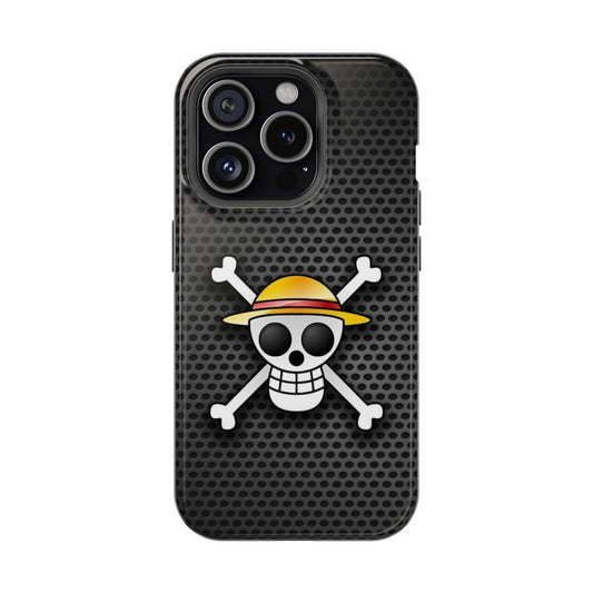 Straw Hat Pirate Skull Anime Phone Case – Minimal Black Edition