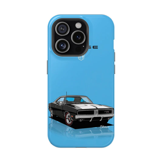 Classic Black Charger R/T iPhone Case – Sky Blue Edition