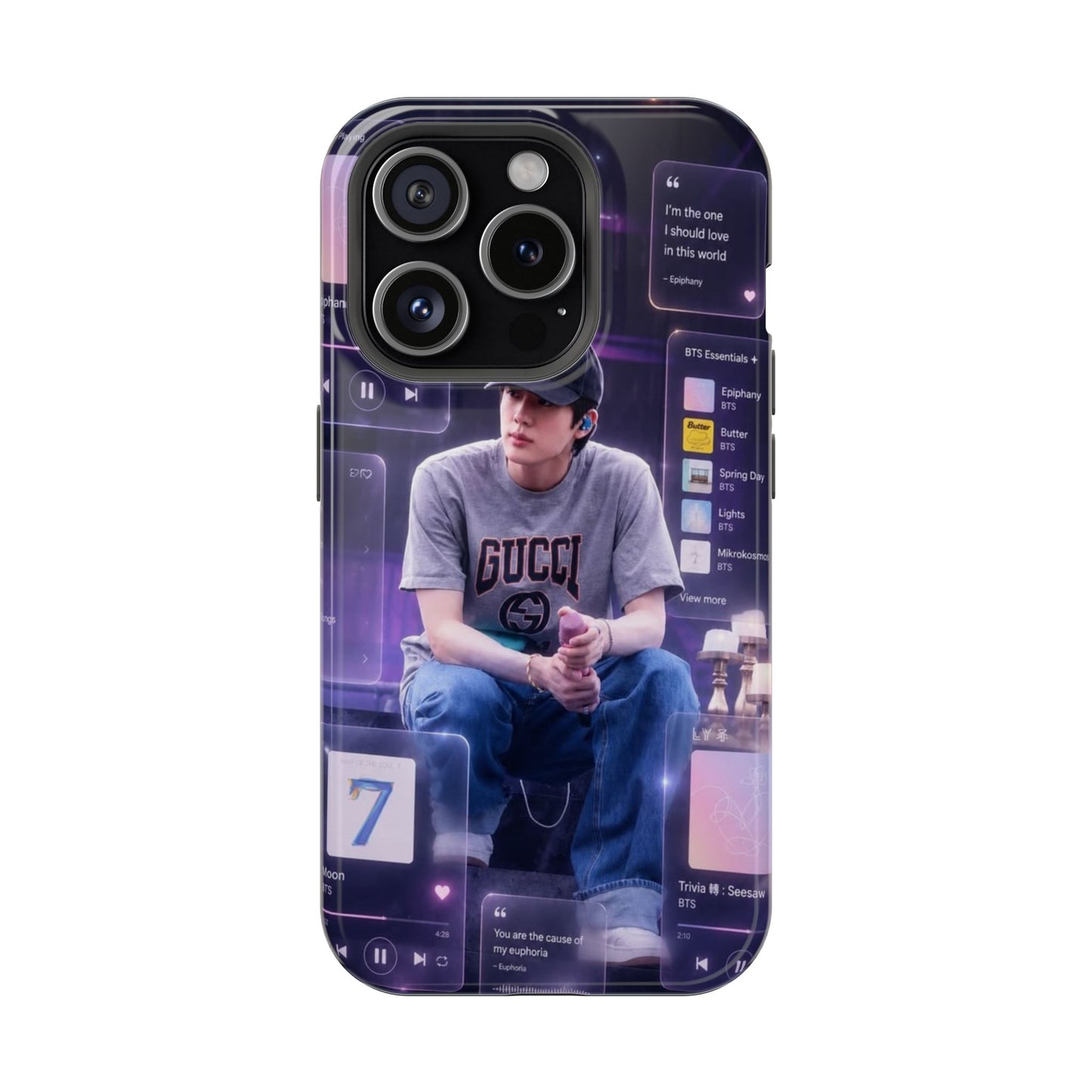 BTS Jin Purple Music Aesthetic iPhone Case – K-Pop ARMY Glow Cover