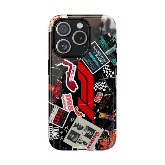 F1 Racing Sticker Collage iPhone Case – Motorsport Aesthetic Phone Cover