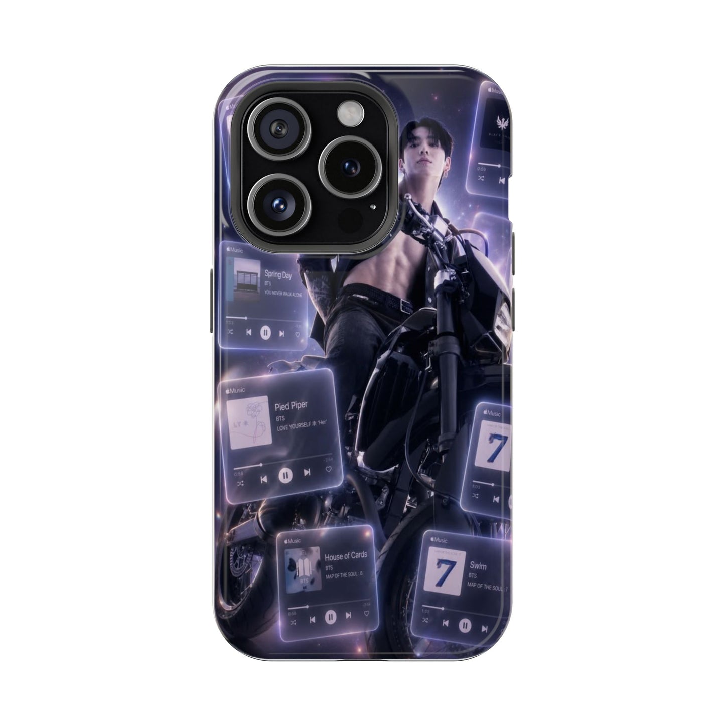BTS Jungkook Motorcycle Aesthetic iPhone Case – Purple Music Player ARMY Cover