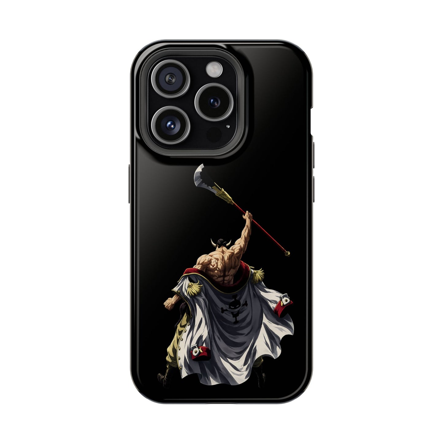 Minimalist Whitebeard Anime Phone Case – Black Edition Pirate Legend Design