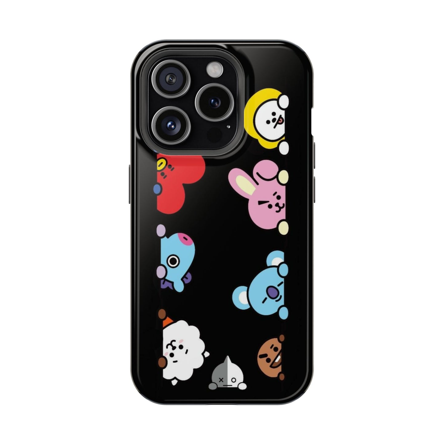 BT21 Characters Black Aesthetic Phone Case | Cute K-Pop Cartoon Cover