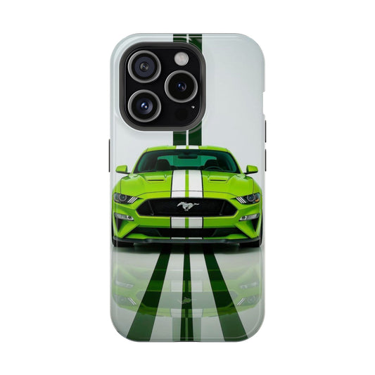 Lime Green Mustang GT Racing iPhone Case – Performance Stripe Edition