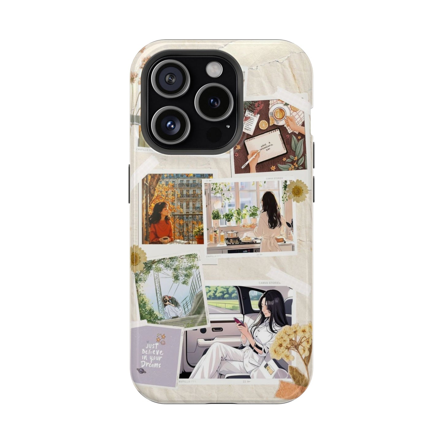 Neutral Lifestyle Aesthetic Collage iPhone Case | Soft Girl Daily Life Phone Cover