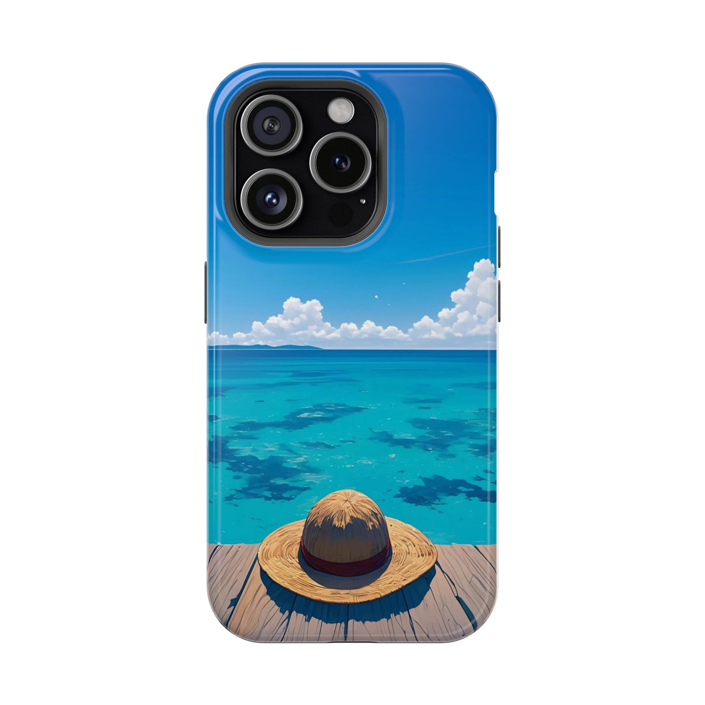 Ocean Sky Anime iPhone Case – Straw Hat Minimal Aesthetic Cover