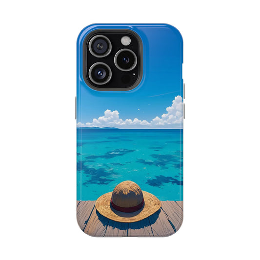 Ocean Sky Anime iPhone Case – Straw Hat Minimal Aesthetic Cover