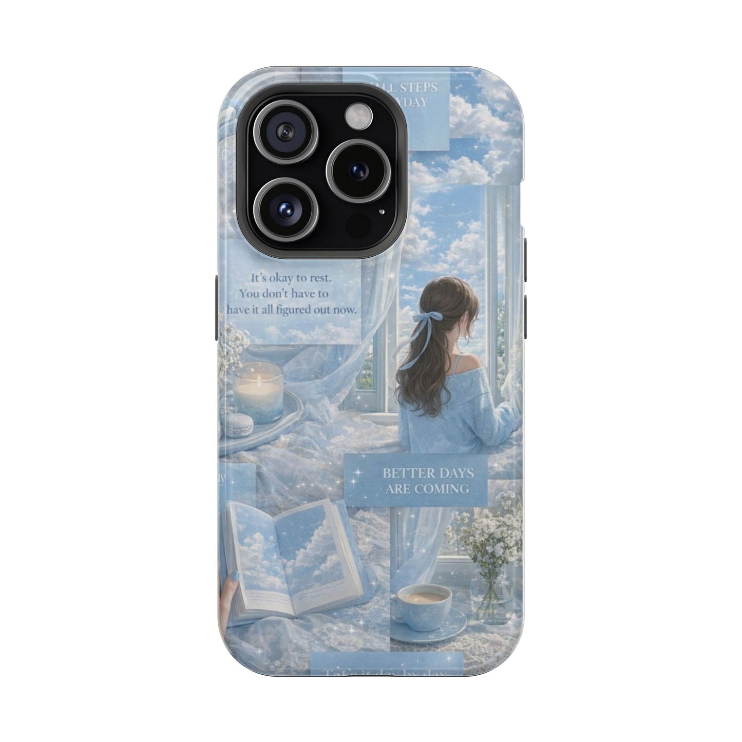Blue Sky Aesthetic Motivation iPhone Case | Cozy Self-Care & Cloud Dreams Cover