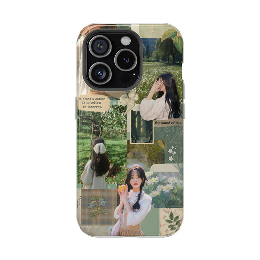 Green Cottagecore Anime Aesthetic iPhone Case | Nature & Garden Dreams Phone Cover