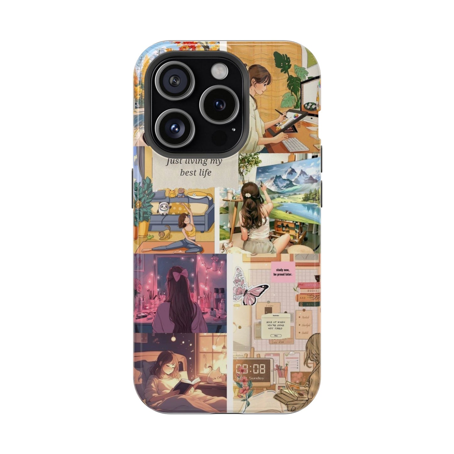 Productive Girl Aesthetic Collage iPhone Case | Study, Art & Cozy Lifestyle Cover