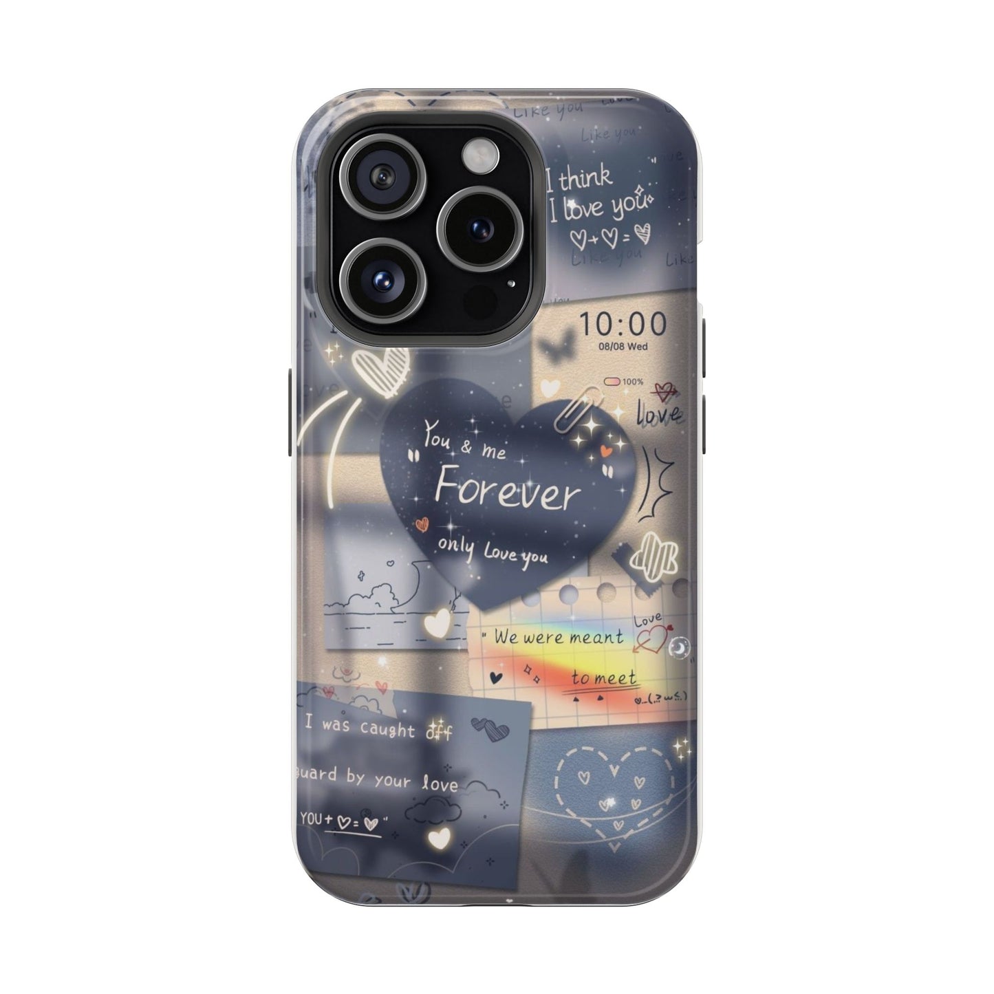 Blue Love Aesthetic iPhone Case | Romantic Heart Collage Phone Cover