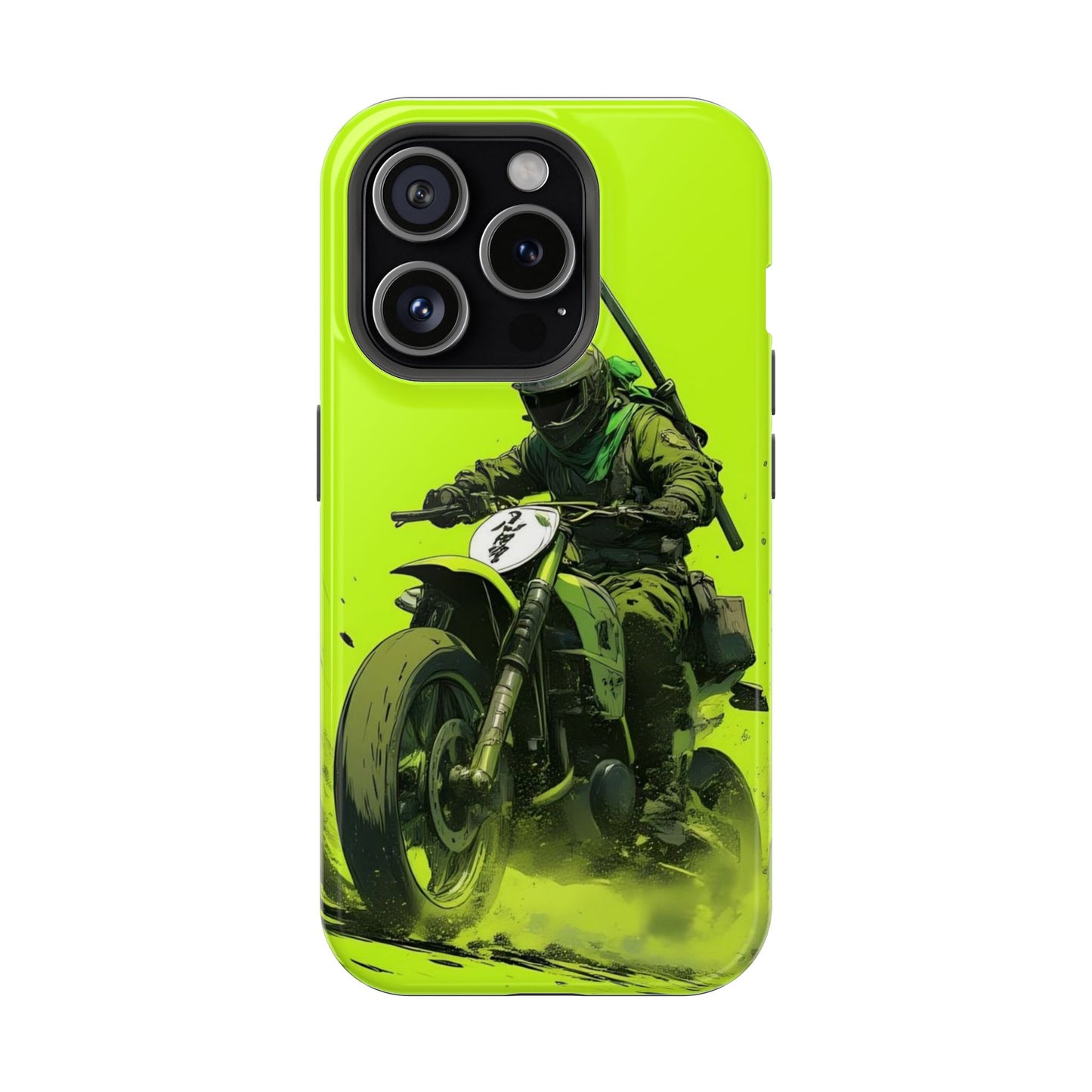 Neon Green Dirt Bike Rider iPhone Case – Extreme Off-Road Edition