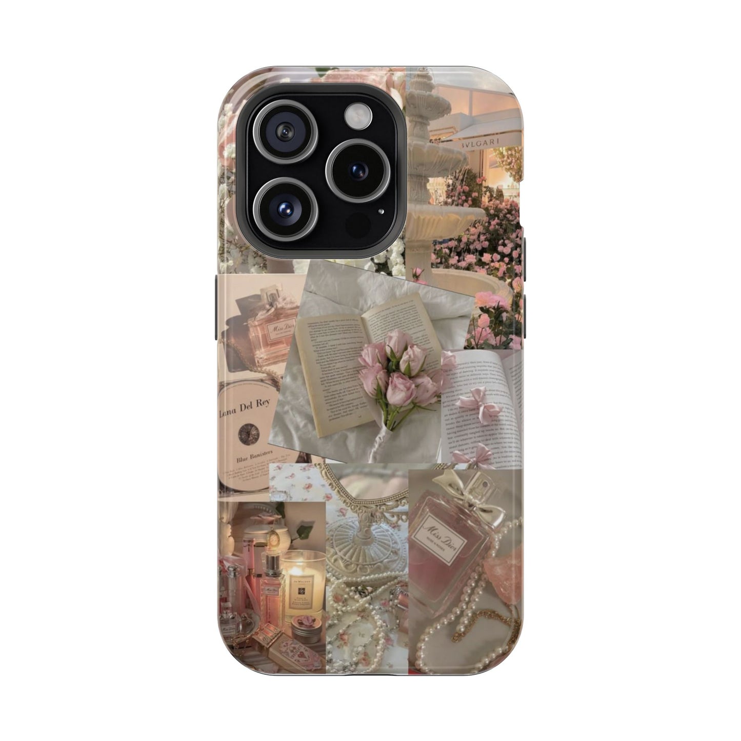 Pink Coquette Luxury Aesthetic iPhone Case | Romantic Floral & Perfume Collage Cover