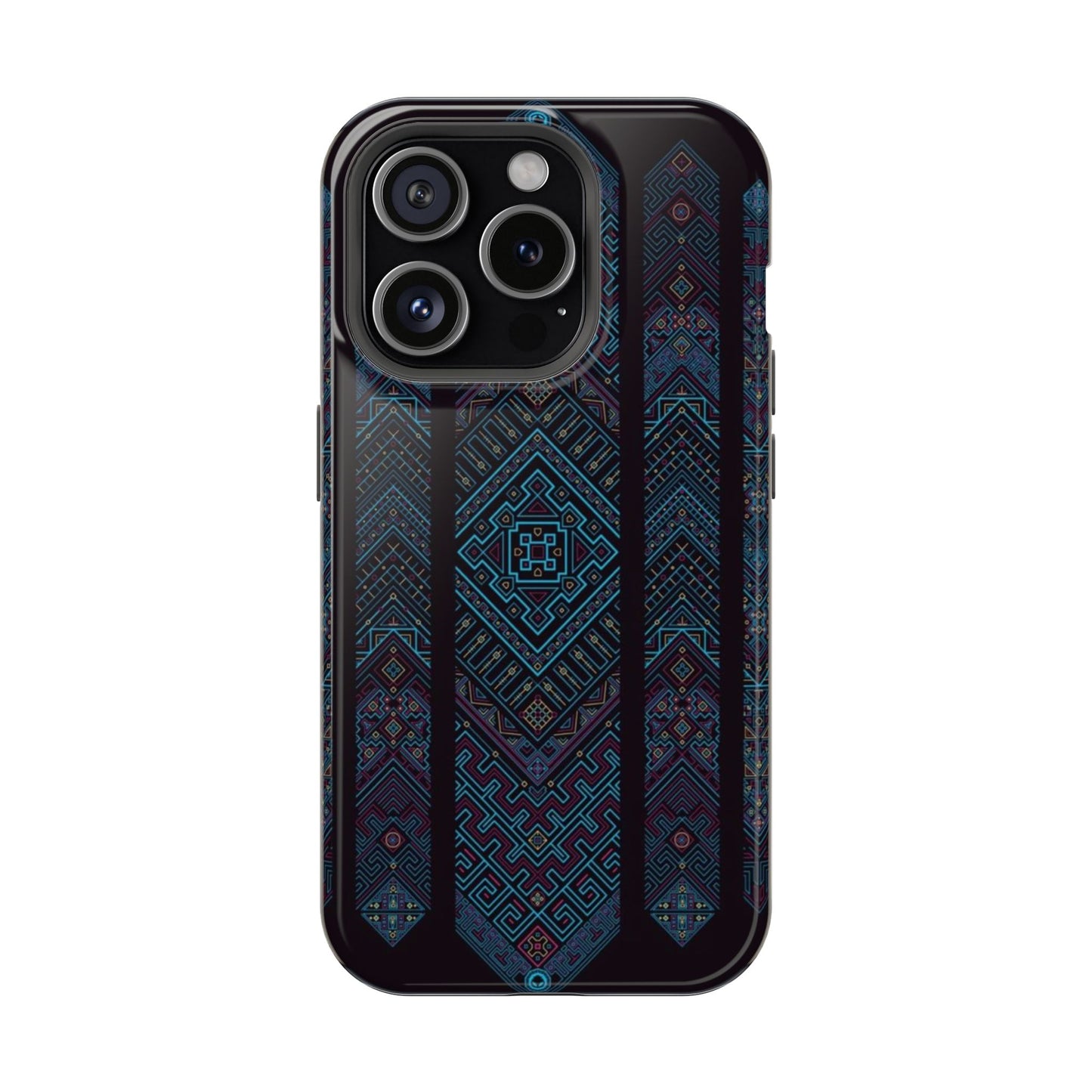 Tribal Geometric Pattern Phone Case – Neon Ethnic Art Design