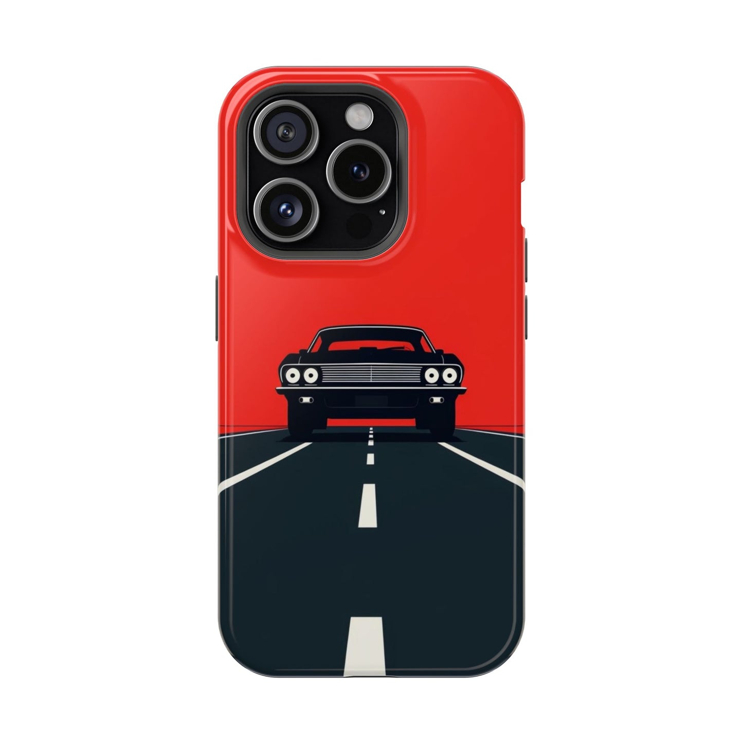 Retro Muscle Car Highway iPhone Case – Crimson Road Edition