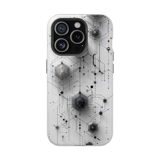 Futuristic Circuit Grid Phone Case – Minimal Tech Geometry Design