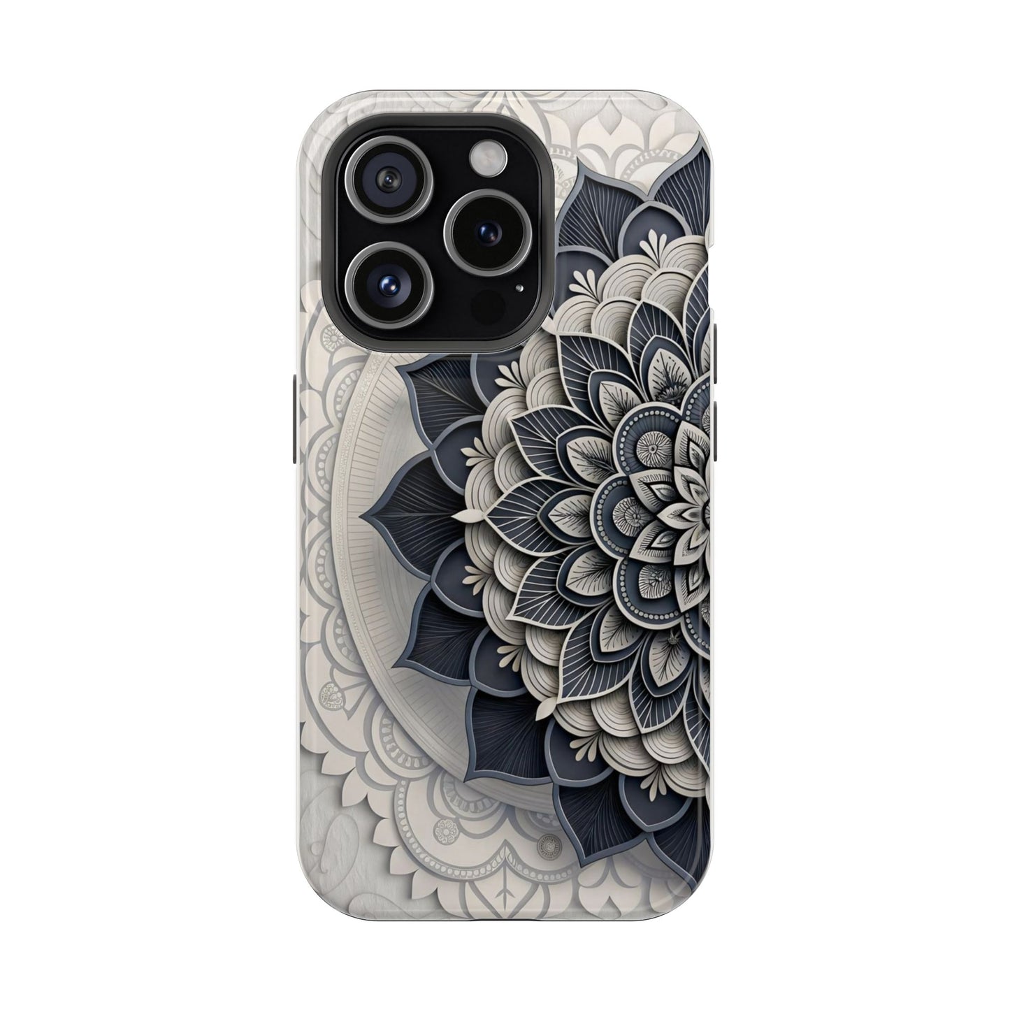 Elegant Monochrome Mandala Phone Case – Luxury Floral Art Design
