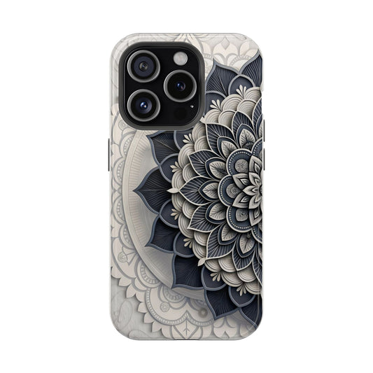 Elegant Monochrome Mandala Phone Case – Luxury Floral Art Design