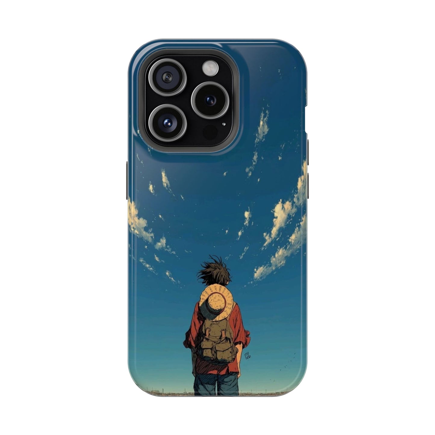 Luffy Sky Journey iPhone Case – Minimal Anime Adventure Cover