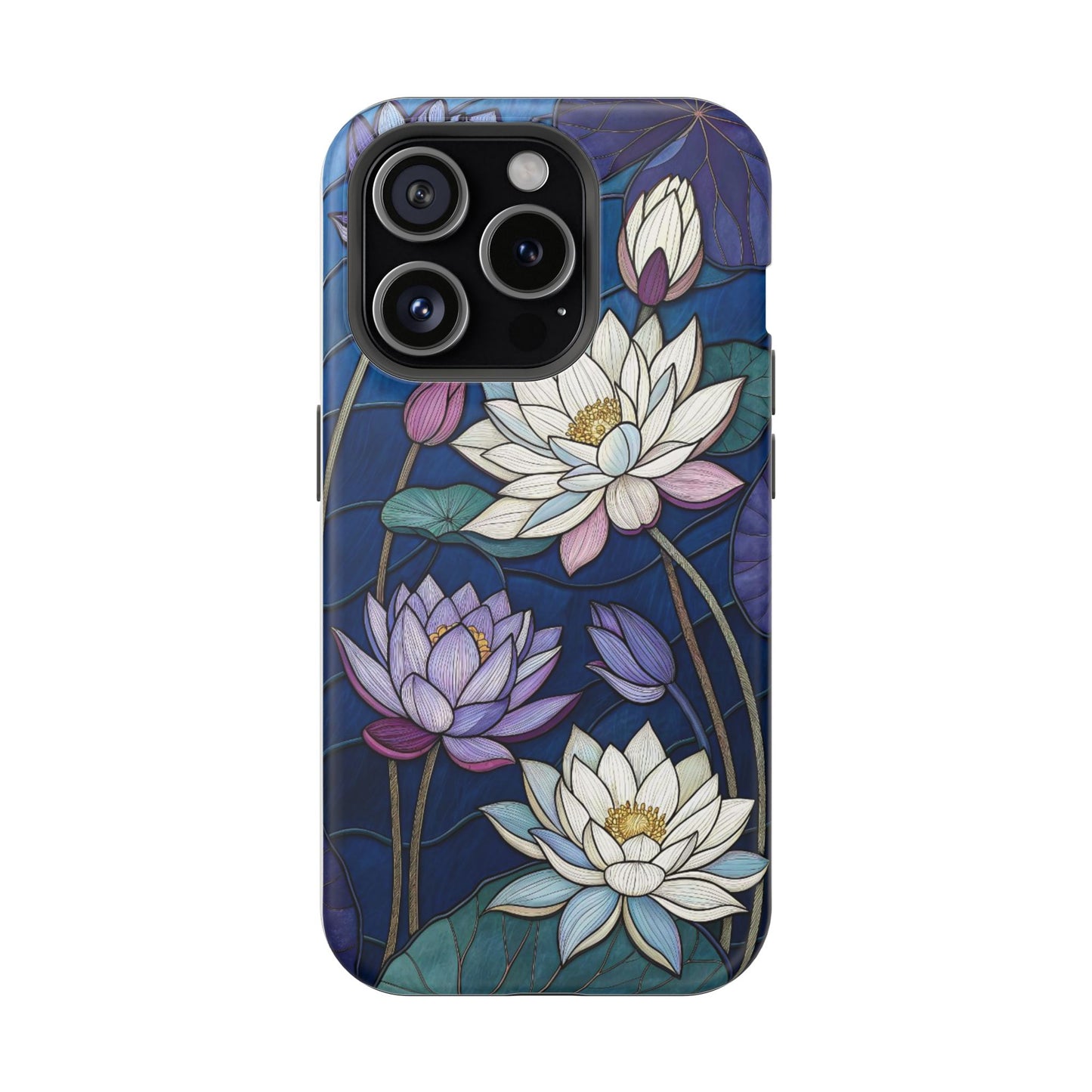 Elegant Lotus Bloom Phone Case – Stained Glass Floral Art Design