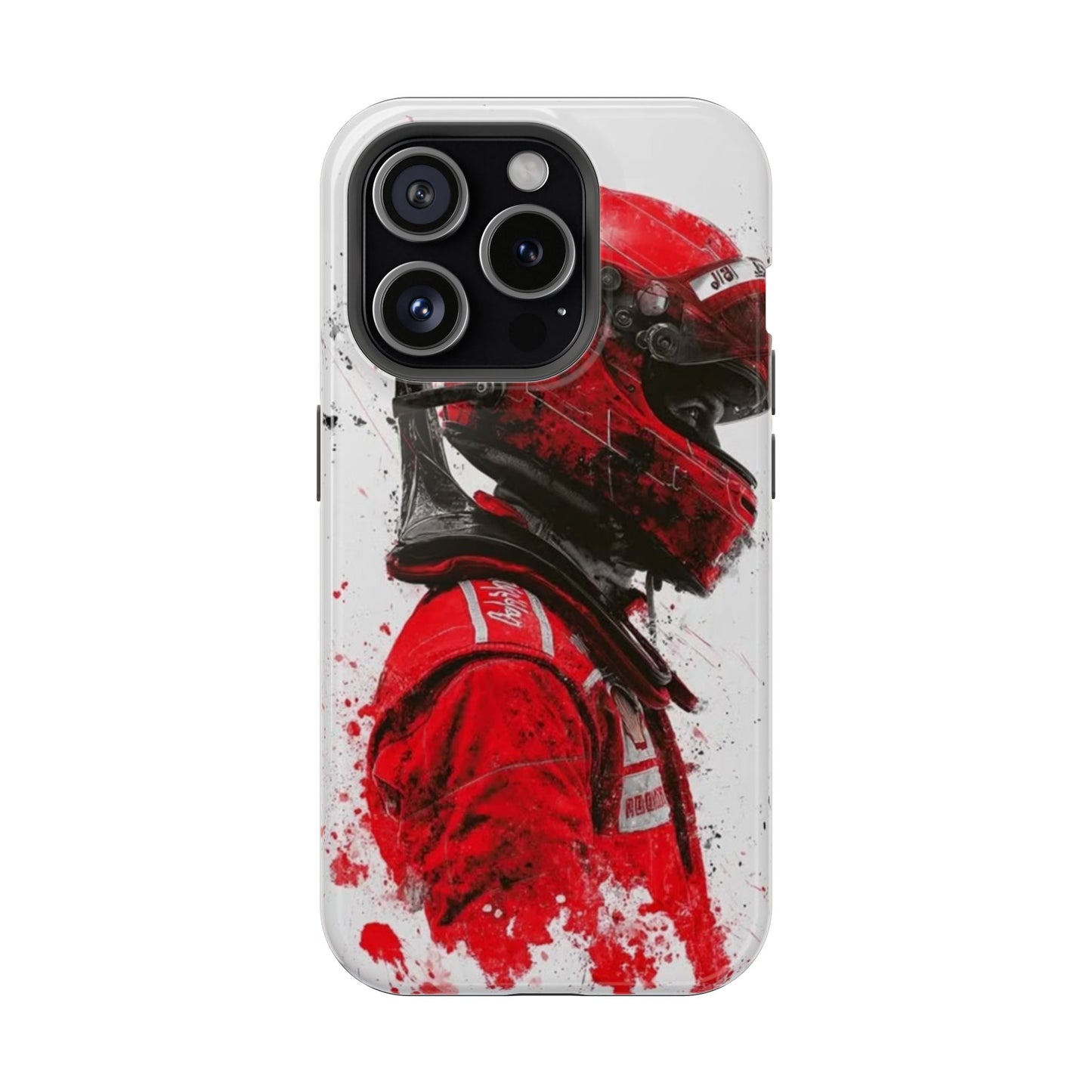 Red Racing Driver Phone Case | Motorsport Helmet Splash Art Cover