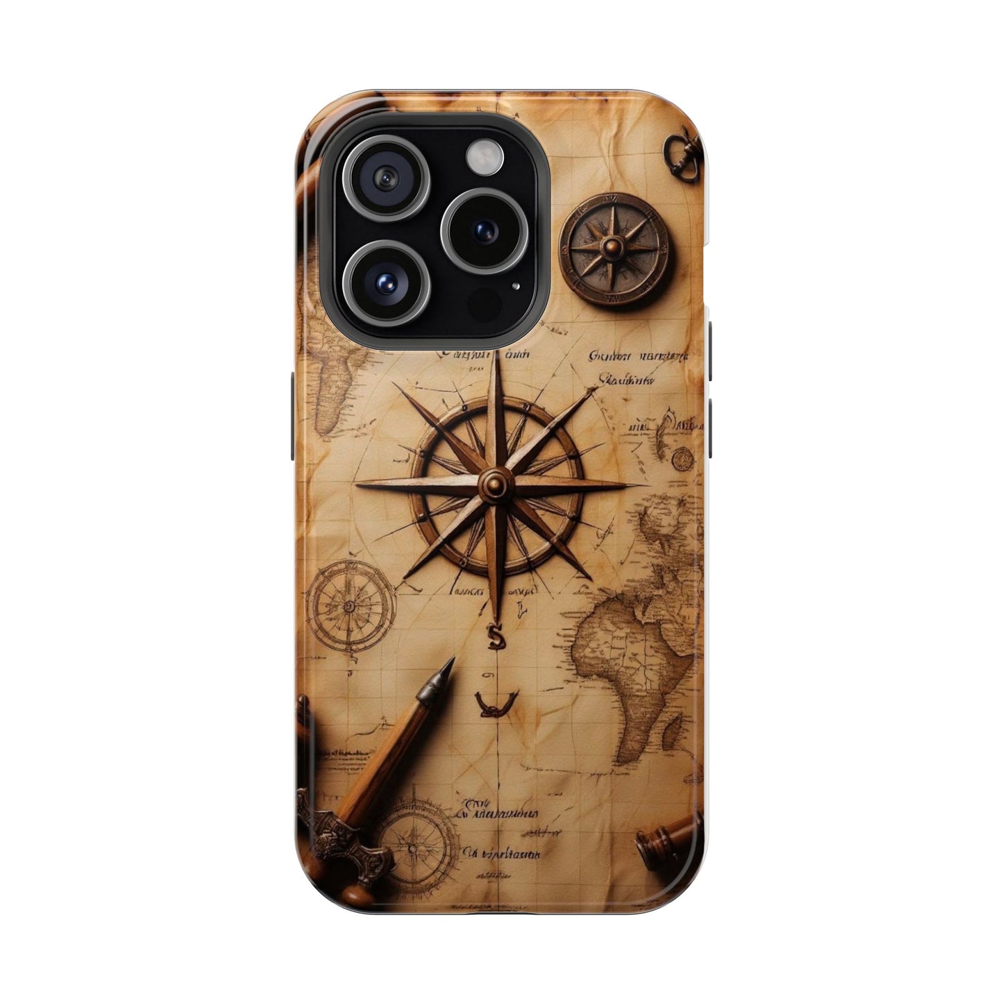 Vintage Compass Map Phone Case | Antique Explorer Travel Aesthetic Cover