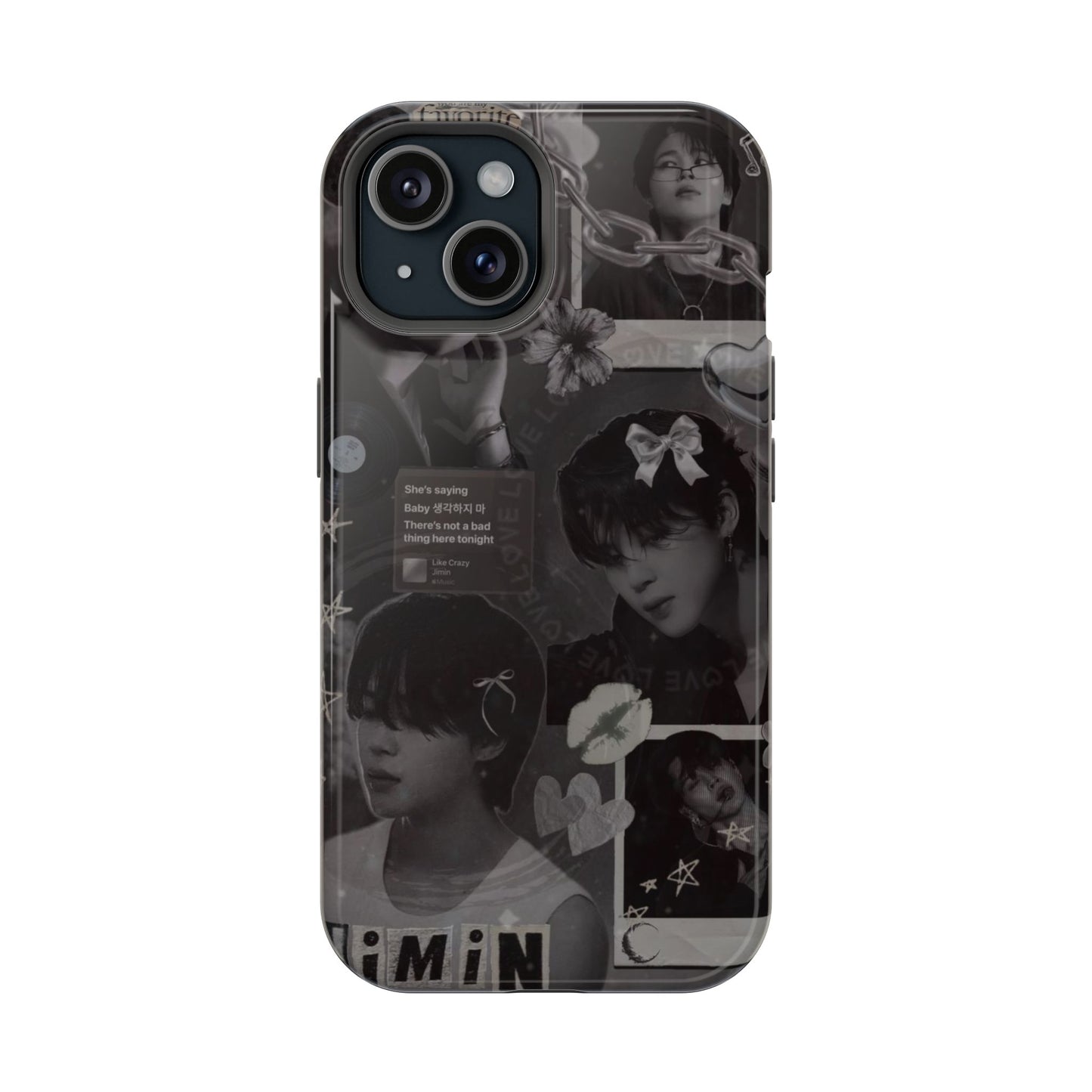Dark Aesthetic Jimin K-Pop iPhone Case – Monochrome Collage Cover