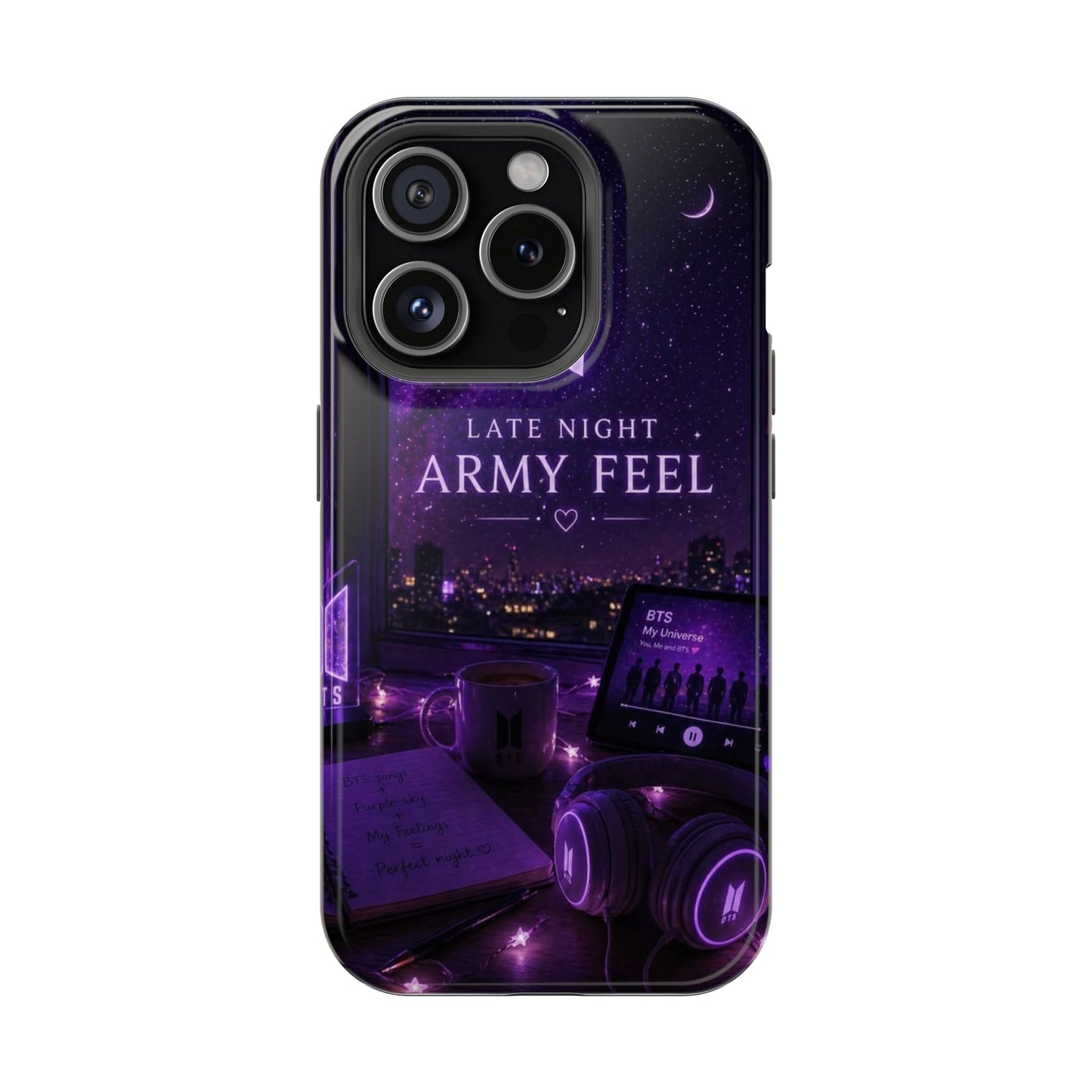Late Night ARMY Feel BTS Aesthetic iPhone Case – Purple Night Vibes Cover