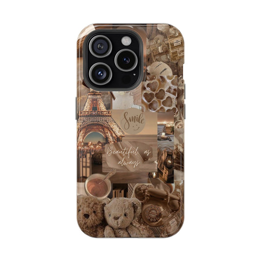 Paris Vintage Aesthetic Phone Case – Brown Luxury Collage Design