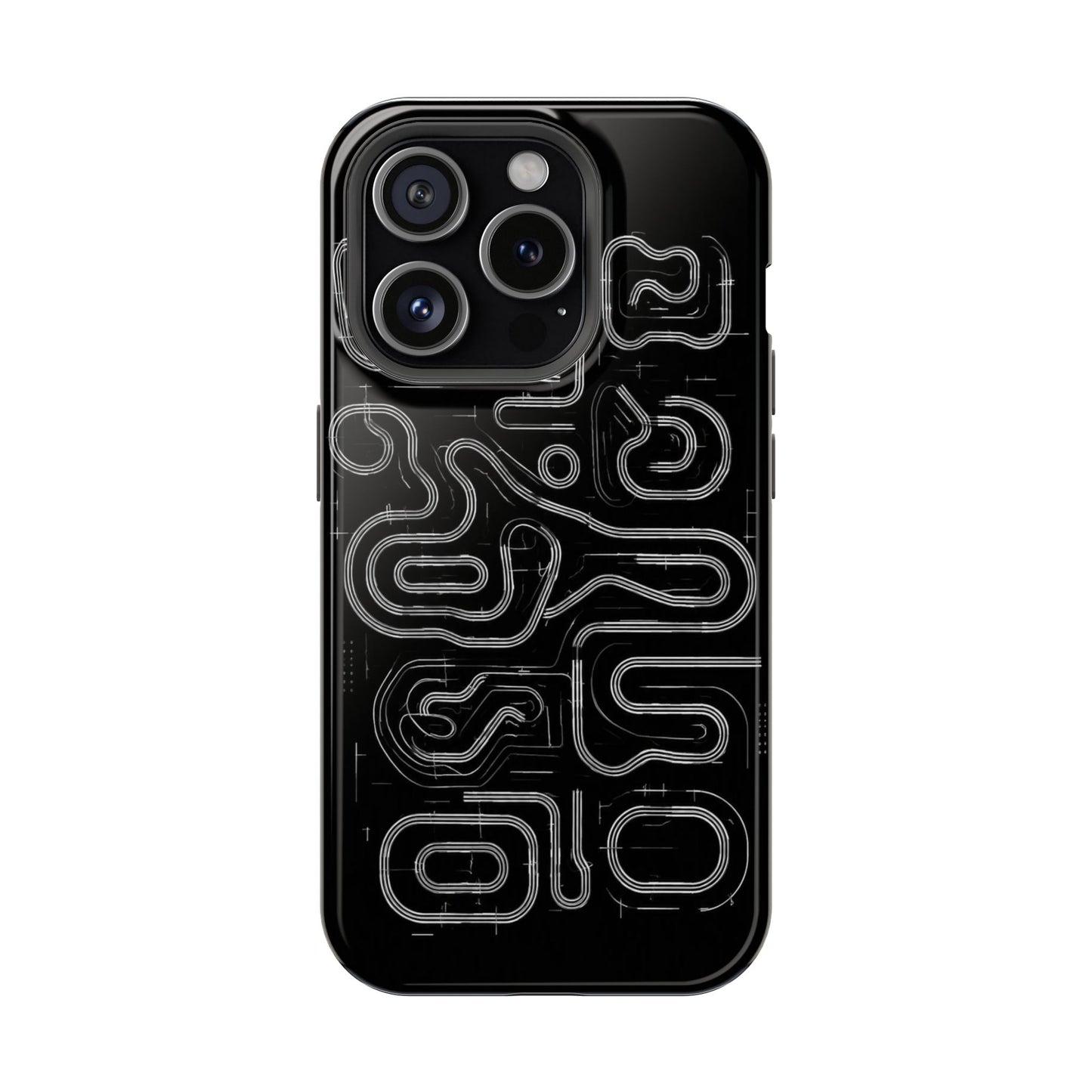 Minimal Raceway Blueprint Premium Phone Case | Black Aesthetic Track Design | Shockproof Protective Cover