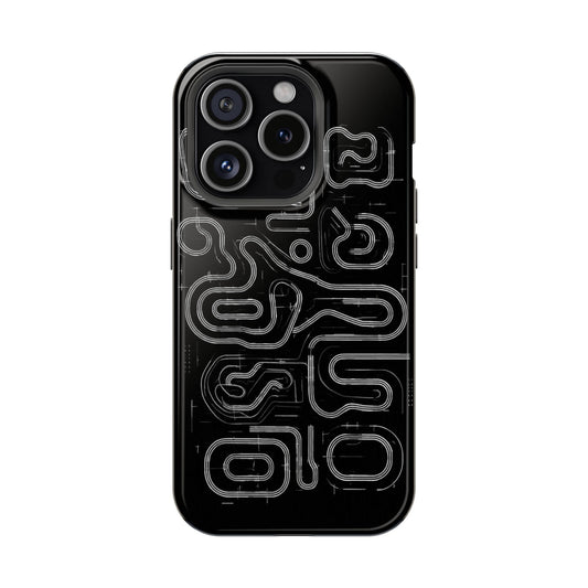 Minimal Raceway Blueprint Premium Phone Case | Black Aesthetic Track Design | Shockproof Protective Cover