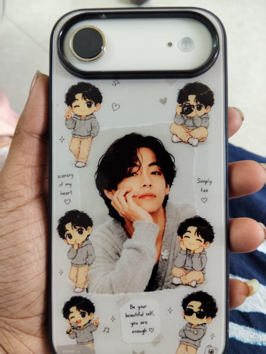 BTS V (Kim Taehyung) Aesthetic Chibi Collage Transparent Phone Case | Cute K-Pop Protective Cover
